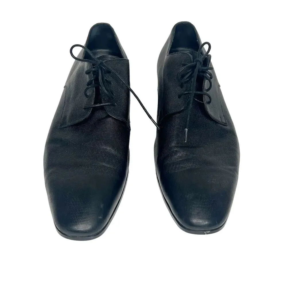 HUGO BOSS Highline Derb Pr1 Textured Leather Derby Shoes Black Mens Size US 10